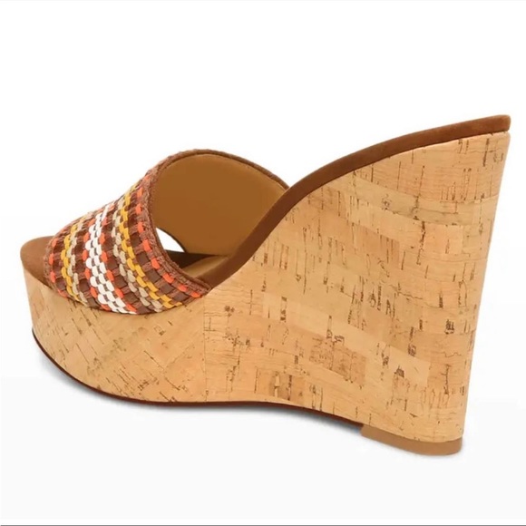 VERONICA BEARD NWOT Womens Sz 9.5 Dali Multi Woven Cork Wedge Sandals Brown - Picture 2 of 16